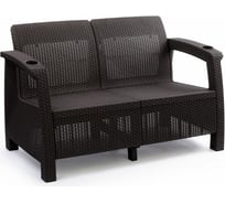 Диван WORKY ротанг, 2-х местный, 127x70x79 см, мокко, с темно-синими подушками ARD257814