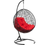 Подвесное кресло Экодизайн Круглое цвет плетения черный, подушка бордовый, каркас черный RF-03 (black/burgundy)
