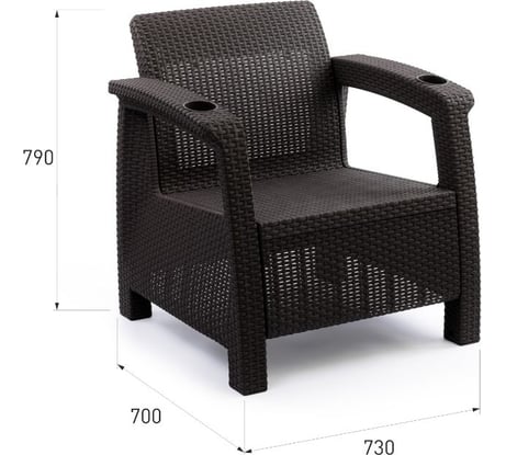 Садовое кресло ротанг 73x70x79 см цвет мокко с бежевой подушкой HOMLYGREEN ARD257804