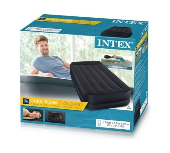 Надувная кровать с подголовником Intex Pillow Rest Raised Bed 99x191x42 см 64122