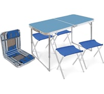 Набор: стол складной + 4 стула дачных складных InHome голубой-синий INCFS1/3