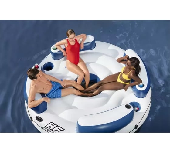 Надувной матрас-остров Bestway Lazy Dayz 256x256см, с ручками и подстаканниками, до 450кг 43536 BW