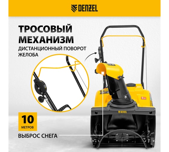 Бензиновая снегоуборочная машина Denzel sb 460 e, 99cc, эл.старт, шнек snowcrusher 97649