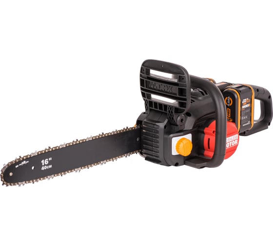Аккумуляторная цепная пила WORX NITRO , 40В 40см бесщеточная, 4.0Ач х2, ЗУ 2А, коробка WG385E
