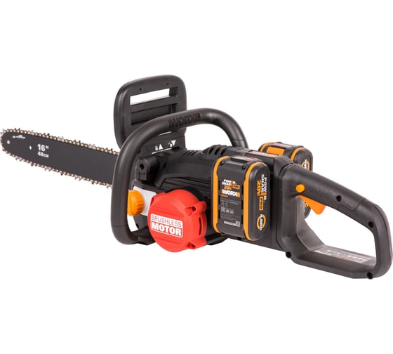 Аккумуляторная цепная пила WORX NITRO , 40В 40см бесщеточная, 4.0Ач х2, ЗУ 2А, коробка WG385E