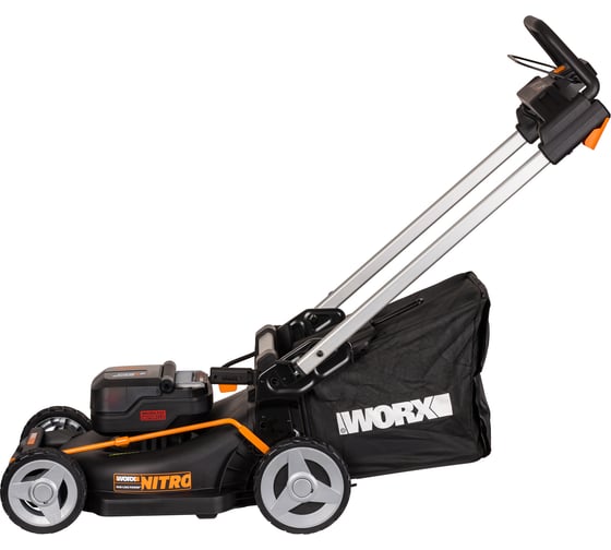 Аккумуляторная газонокосилка WORX 46 см, бесщеточная, 40В, 4Ач х2, ЗУ 2А х2, коробка WG748E