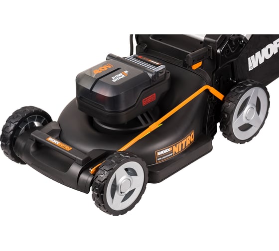 Аккумуляторная газонокосилка WORX 46 см, бесщеточная, 40В, 4Ач х2, ЗУ 2А х2, коробка WG748E