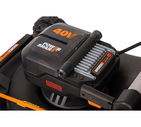 Аккумуляторная газонокосилка WORX 46 см, бесщеточная, 40В, 4Ач х2, ЗУ 2А х2, коробка WG748E