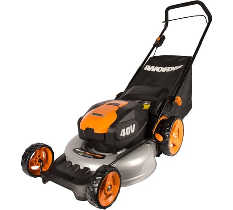 Аккумуляторная газонокосилка WORX 40В, 2х4.0 Ач, двойное ЗУ 2x2A WG751E