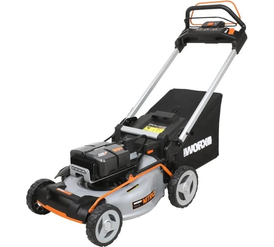 Аккумуляторная самоходная газонокосилка WORX 80В 51см, бесщеточная, 4Ач х4, BASECAMP 4x1А, коробка WG761E