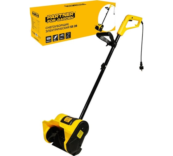 Электрический снегоуборщик PARTNER FOR GARDEN ss 28 P 1500 Вт, ширина захвата 280 мм, выброс снега до 6 м 6328 1