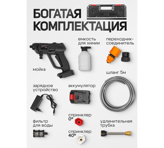 Аккумуляторная мойка высокого давления Forcekraft FK-PG001(56936)
