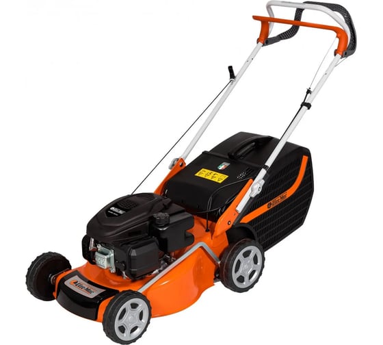 Газонокосилка Oleo-Mac gv 44 tk comfort, двигатель emak k450 ohv (123 cc), самоходная, травосборник 60 л, ширина деки 44 см, ширина кошения 41 см, 24.5 кг 6610-9074E5