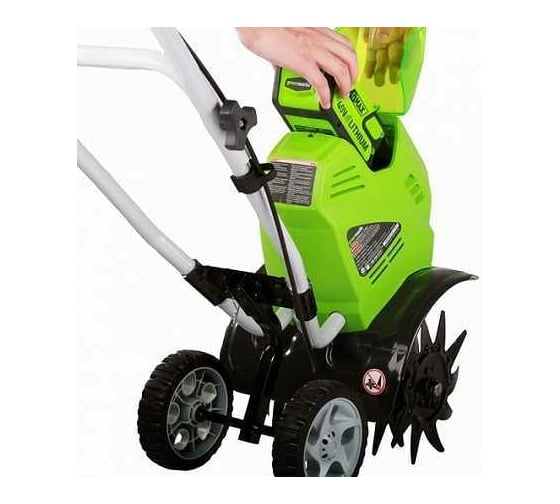 Аккумуляторный культиватор GreenWorks G40TL, 40V, 1хАКБ 4 А.ч, ЗУ 27087VB