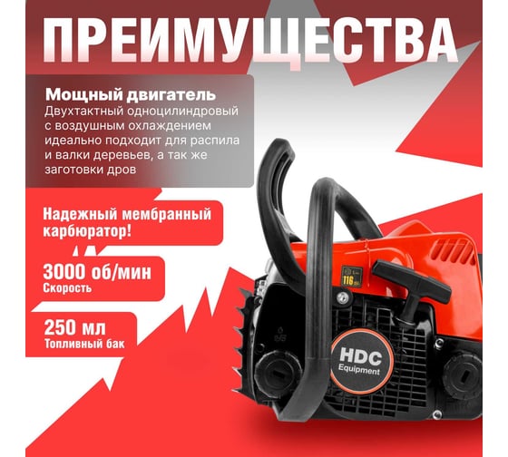 Бензопила HDC HD-C180 без шины и цепи HD6210-1