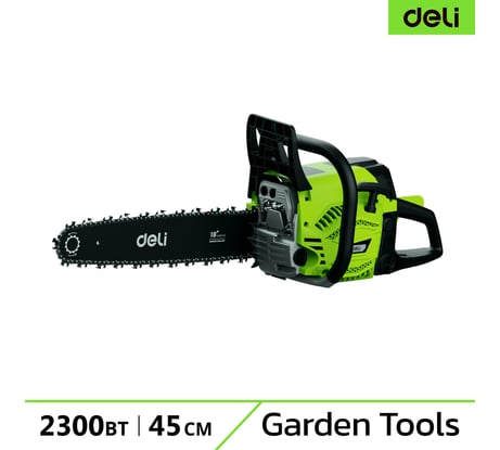 Бензопила цепная DELI (2300Вт/ 3,1 л.с, шина 45см, двигатель 45 см3) DE-LJ18-1 145422