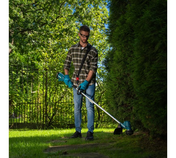 Триммер аккумуляторный Makita LXT BL 18 В, 460 Вт, D-рукоятка, d-30 см, M10xLH, разборвал (BL1830B DC18RC) DUR192LRF