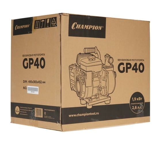 Мотопомпа бензиновая CHAMPION GP40