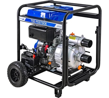 Мотопомпа дизельная ТСС TSS PDST80E с электростартом, АКБ 130151