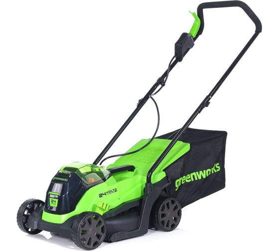 Газонокосилка аккумуляторная GreenWorks 24V, 33 см, бесщеточная, с 1хАКБ 2Ач c USB и ЗУ 2516107USB2