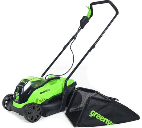 Газонокосилка аккумуляторная GreenWorks 24V, 33 см, бесщеточная, с 1хАКБ 4Ач c USB и ЗУ 2516107USB4