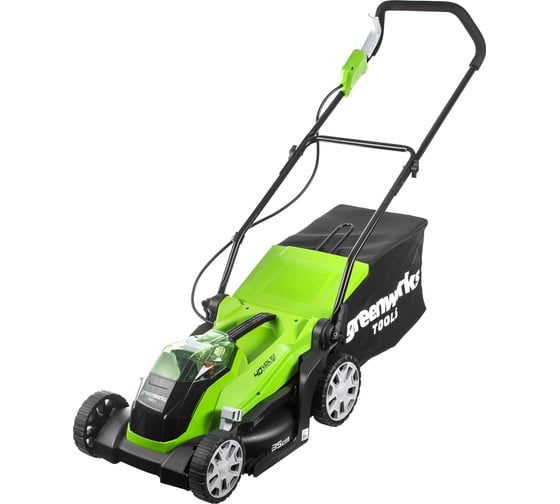 Газонокосилка аккумуляторная GreenWorks G40LM35 40V, 35 см, c 1хАКБ 4 Ач c USB и ЗУ 2501907USB4 - выгодная цена, отзывы, характеристики, фото - купить в Москве и РФ