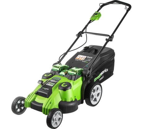 Газонокосилка аккумуляторная GreenWorks TwinForce G40LM49DB, 40V, 49 см, c 1хАКБ 4 Ач c USB и ЗУ 2500207USB4