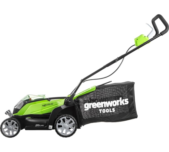 Газонокосилка аккумуляторная GreenWorks G40LM35 40V, 35 см, c 1хАКБ 2 Ач c USB и ЗУ 2501907USB2