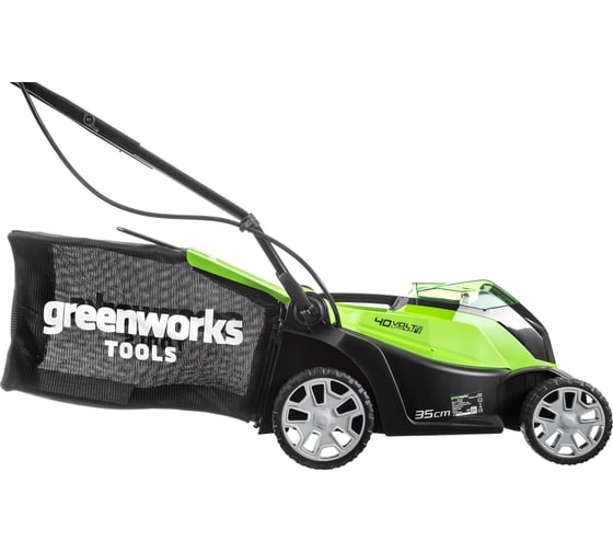 Газонокосилка аккумуляторная GreenWorks G40LM35 40V, 35 см, c 1хАКБ 2 Ач c USB и ЗУ 2501907USB2