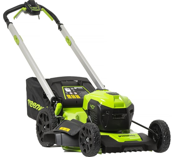 Газонокосилка аккумуляторная GreenWorks GD40LM48SP 40V, 48 см, самоходная, бесщеточная, c 1хАКБ 4 Ач c USB и ЗУ 2517407USB4