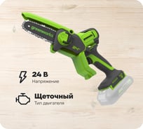 Цепная мини пила аккумуляторная GreenWorks 24V, 10см, c 1хАКБ 2Ач с USB и ЗУ 2008207USB2