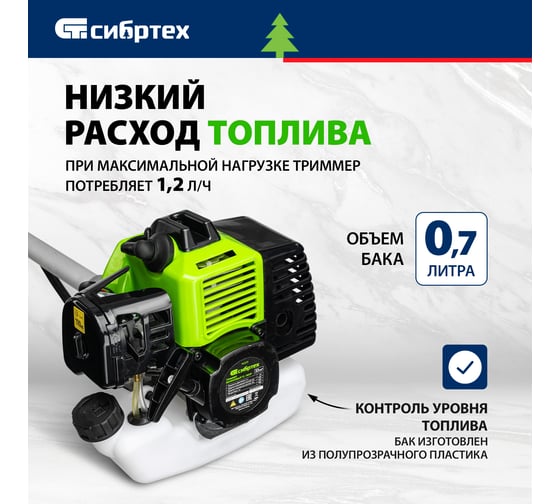 Триммер бензиновый СИБРТЕХ ТС-1800Р, 33 см3, разъемная штанга, состоит из 2 частей 962225