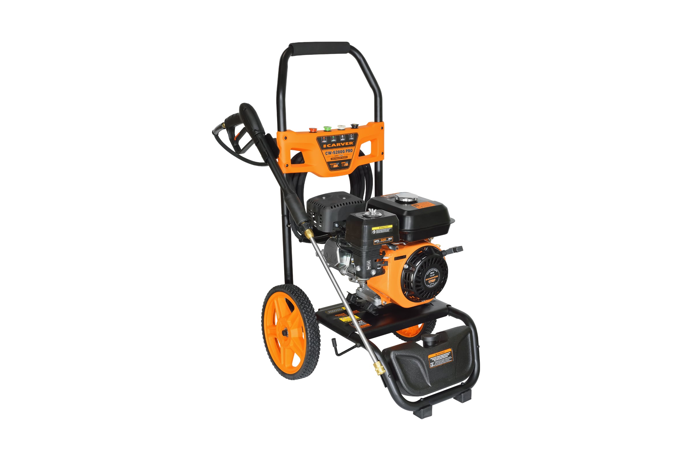 Мойка в/давл. бензиновая CARVER CW-5200G PRO 7лс, 210 бар, 10 л/мин, латунь, самовсас, фрезы 4шт, колеса 01.023.00008 — фото 3
