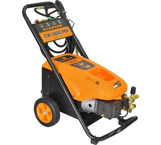 Мойка в/давл. CARVER  CW-3000 PRO 3.0 кВт, 130 бар, 11-14л/мин, латунь, самовсас, фрезы 4шт, колеса 01.023.00011