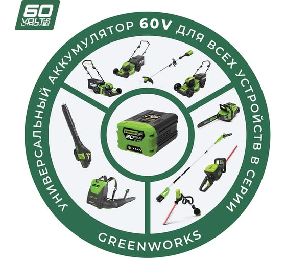 Аккумуляторный высоторез/сучкорез Greenworks GD60PS 60V 1400407