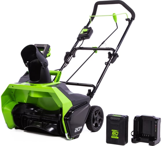 Аккумуляторный бесщеточный снегоуборщик GreenWorks GD60ST 60V, АКБ 4Ач и ЗУ 2602407UB