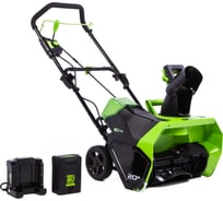 Аккумуляторный бесщеточный снегоуборщик GreenWorks GD60ST 60V, АКБ 6Ач и ЗУ 2602407UF