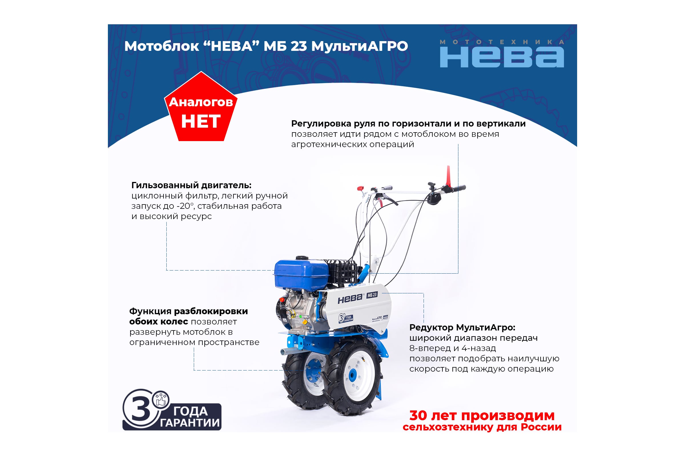 Мотоблок НЕВА Мототехника МБ23 МультиАГРО-ZS (GB270) 4650002230422 — фото 3