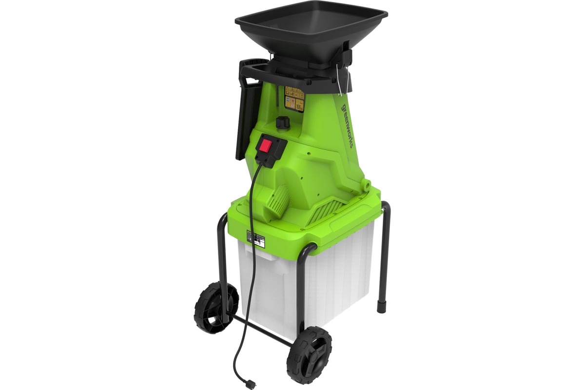 Измельчитель садовый электрический GreenWorks 220 В, 2800 Вт, с ...