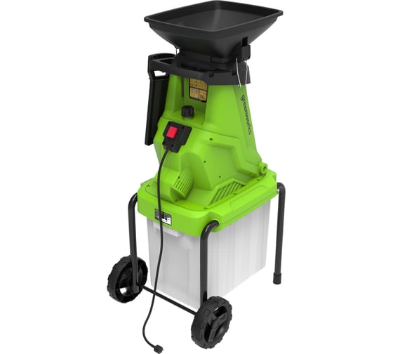 Измельчитель садовый электрический GreenWorks 220 В, 2800 Вт, с контейнером 2208007