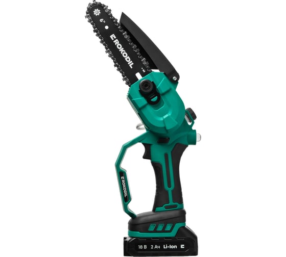 Аккумуляторная цепная мини пила Rokodil Cutter Pro, 6, 2 АКБ, электропила для дачи и сада 1049786