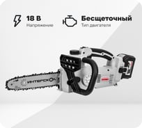 Бесщеточная аккум. пила цепная Интерскол ПЦА-10/18В Li-ion АПИ картон, 1 аккум. 4,0Ач, ЗУ 696.4.1.70