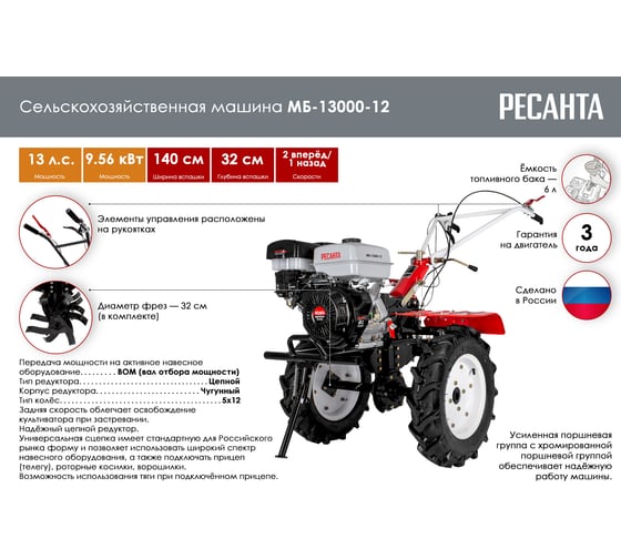 Сельскохозяйственная машина Ресанта МБ-13000-12 70/5/35