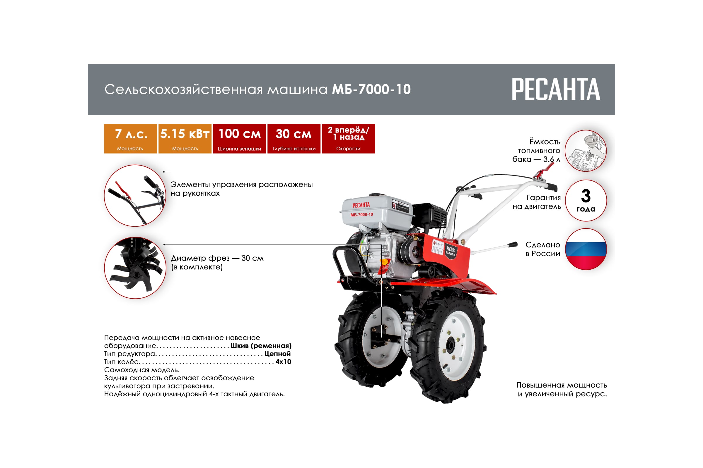 Сельскохозяйственная машина Ресанта МБ-7000-10 70/5/37 — фото 3