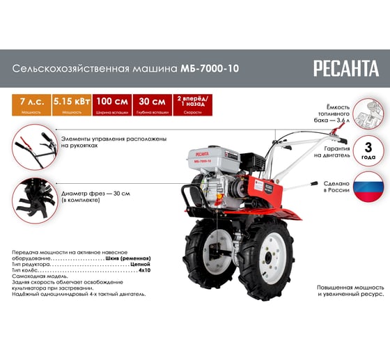 Сельскохозяйственная машина Ресанта МБ-7000-10 70/5/37