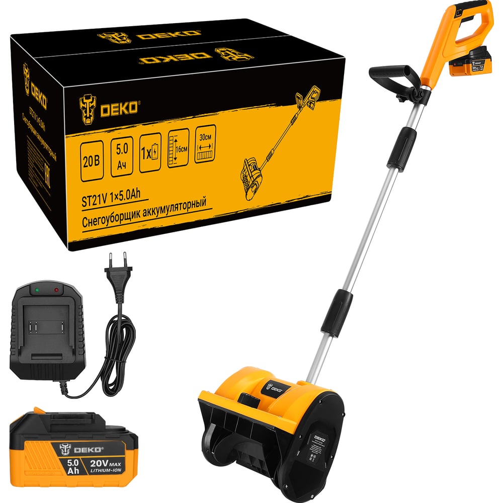 Снегоуборщик аккумуляторный DEKO ST21V, 20В, 1х5,0Ач 085-4443 ...