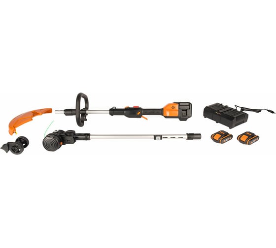 Аккумуляторный триммер WORX 40В, 2х2.0 А*ч, двойное ЗУ 2x2A WG184E