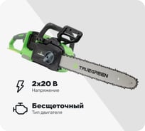 Цепная пила аккумуляторная TRUEGREEN 2х20 В, 0.375", без аккумулятора и ЗУ TG8J173
