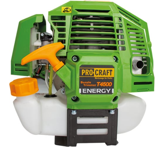 Коса бензиновая двухтактная PROCRAFT 56 см3, 3,5 л.с. леска+2 диска+нож, неразборный вал Т4500