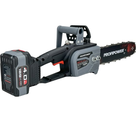 Аккумуляторная цепная бесщеточная пила Profipower MKDUC-18V (Li-ion-1 шт, 4.0 Ач, шина 12", 0-4500об/мин, цепь, З/У, в коробке) E0114